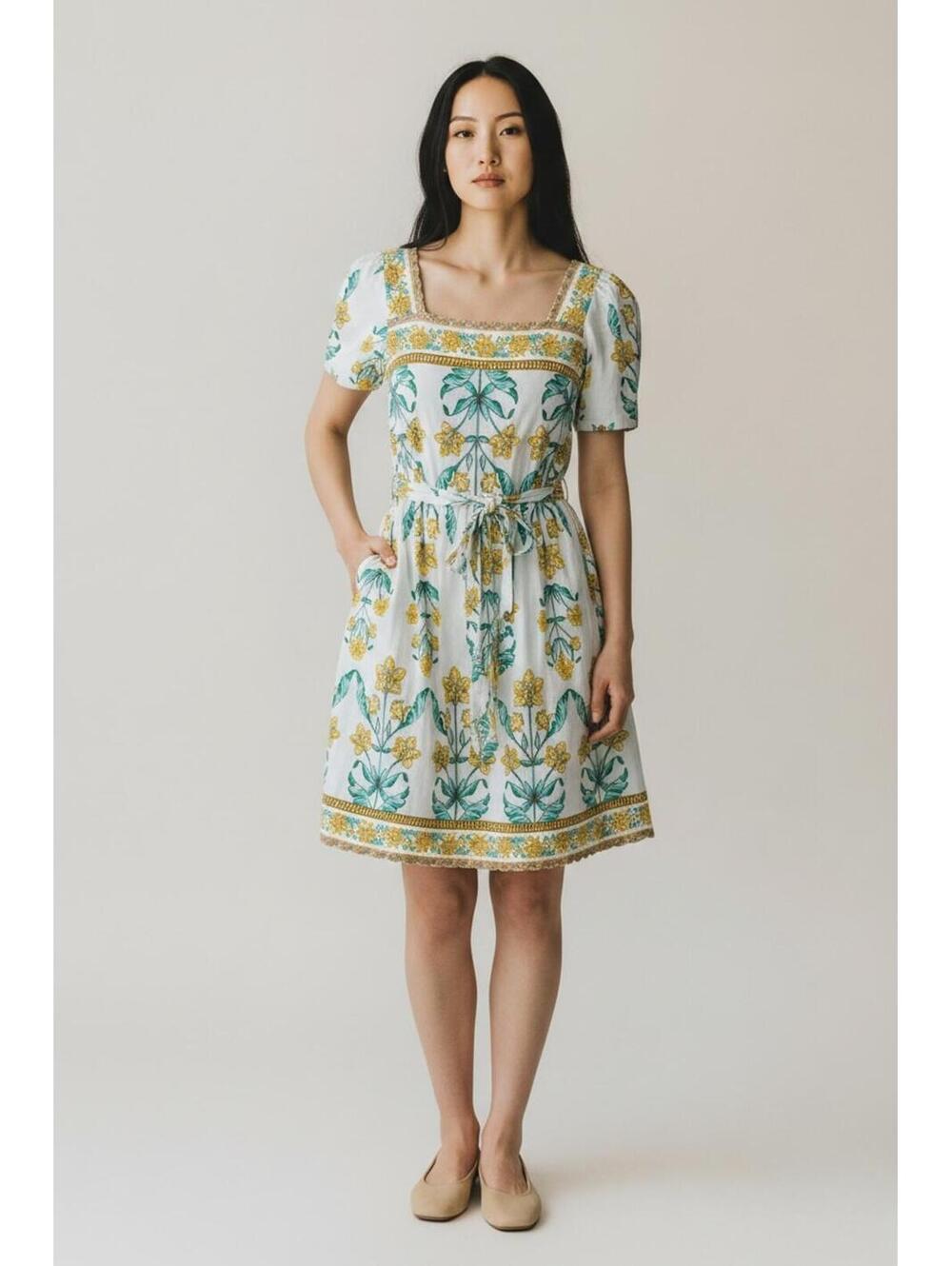 Draper James RSVP Women's Floral Puff Sleeve Tie Waist Dress Size S - Picture 1 of 7